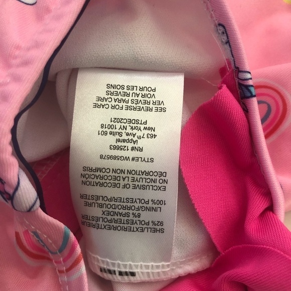 Wippette Baby Girl Unicorn Pink Zip Up Ruffles UPF 50 Swimming Rashguard Sz 0-6M - Picture 8 of 9